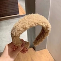 Diadema cálida de lana de cordero caqui con textura de felpa para mujer en otoño - Caqui (O3210)