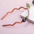 Minimalist matte orange wave headband for women with colorful bead accents - Orange