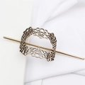 Vintage ovale holle metalen haarschuif met gouden speld voor elegant haarstyling - Brons (C1123)