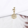 Detail shot of golden spiral hair coil with Tree of Life pendant for braids and dreadlocks - Tree of Life Style (E7527-2#)