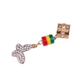Pendentif papillon doré avec perles tricolores pour dreadlocks et coiffures tressées - Papillon