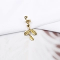 Detail of vintage gold spiral hair rings with leaf pendants for bohemian braids and dreadlocks - Triple Leaf Style (E7527-3#)