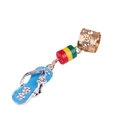 Bijou pour dreadlocks doré avec perles Rasta et pendentif tong bleu clair avec strass - Chaussure Bleue