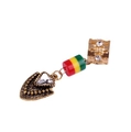 Golden dreadlock jewelry with colorful stripe bead and sparkling crystal shield pendant - Gem (E9528)