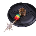 Golden dreadlock hair charm with Rasta beads and rhinestone star pendant - Snowflake (E9528)
