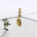 Macro shot of vintage gold alloy spiral hair ring with rose petal and leaf pendant detail - Rose Leaf Style (E7523-7#)