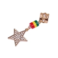 Golden Rasta bead dreadlock accessory with crystal star charm and striped jewelry detail - Star (E9528)