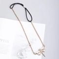 Golden chain headband featuring a delicate dragonfly charm with sparkling rhinestones - Gold Dragonfly (D3127)