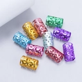 Detailed view of colorful hollow aluminum hair cuffs for dreadlock braiding accessories - Multicolor (M5421)