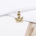 Detailed view of a golden alloy butterfly pendant attached to a spiral hair ring - Vintage Butterfly Style (M5121-18#)