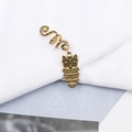 Detailed macro of vintage bronze owl pendant with spiral clip for dreadlock braids - Vintage Owl Style (E7528-20#)