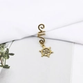 Close-up of golden spiral hair clip featuring a detailed rudder pendant for braids - Vintage Rudder Style (E7529-1#)