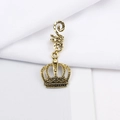 Detailed close-up of a gold-finish crown pendant for dreadlocks and hip-hop hair braids - Hollow Crown Style (E7525-7#)
