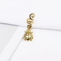 Detailed close-up of retro golden spiral dreadlock hair clip with a ladybug charm pendant - Vintage Dotted Ladybug Style (E7530-13#)