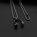 Hip hop vintage silver headphone pendant necklace with durable titanium steel box chain - Stainless Steel Chain / Headphone