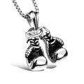 Collana con ciondolo a doppio guantone da pugilato in acciaio inossidabile lucido - Guanti da Pugilato