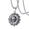Gothic skull pendant necklace with Roman numeral clock and stainless steel square chain - Roman Numerals with Stainless Steel Chain
