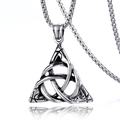 Collana con ciondolo nodo celtico vintage in acciaio inossidabile argento e catena box - Stile Nodo Celtico