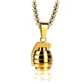 Polished gold grenade pendant necklace for men with sturdy box chain in punk style - Gold Grenade With Box Chain