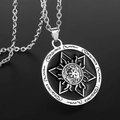 Vintage zilveren ster medaillon ketting met zwart emaille en klassieke kruisketting - Mystieke Hexagram Rune Stijl / Zilver Zwart