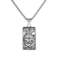 Collana con ciondolo carta dei tarocchi Wheel of Fortune in acciaio inox argento - Stile Ruota della Fortuna