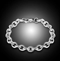 Bracciale a catena a maglie in acciaio inossidabile argento lucido con chiusura a moschettone - 18cm x 4mm