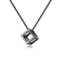 Collier avec pendentif cube creux géométrique minimaliste en noir fusil pour hommes - Noir