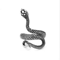 Gothic style silver snake wrap ring featuring detailed scales and vintage punk design - Silver Snake Style