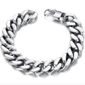 Gepolijste zilveren roestvrijstalen Cubaanse schakelarmband met karabijnsluiting op wit - 10mm / 65cm Ketting