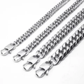 Polished silver Cuban link chain necklaces in four widths with lobster claw clasps - 18cm / Square Clasp Cuban Bracelet / 8mm Wide / Silver