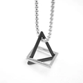 Minimalist geometric necklace with black triangle and silver square pendant on bead chain - Silver Black Style A (Silver Square with Black Triangle)