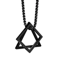 Minimalist double triangle pendant necklace in matte black finish on a box chain - Black Electroplated Style