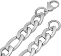 Macro shot of polished stainless steel curb chain links with a large lobster clasp - 8mm Wide / 21cm Stainless Steel Bracelet