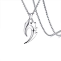 Collana punk gotica con ciondolo a artiglio argento, zircone e catena box robusta - Mezzaluna + Catena di Perle Artificiali