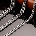Catene a maglia cubana in acciaio inossidabile argento lucido in quattro larghezze - 11mm / 18+5cm / Colore acciaio