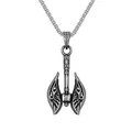 Collana con pendente a ascia pirata gotica nordica in acciaio al titanio vintage da uomo - Argento + Catena in acciaio inossidabile