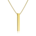 Polished gold rectangular bar pendant necklace on a matching box chain for couples - 5mm / Gold