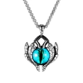 Gothic silver-tone stainless steel evil eye pendant necklace with turquoise gemstone eye - Blue Magic Eye