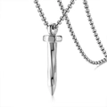 Collana da uomo con ciondolo a vite in acciaio inossidabile e catena box classica - Argento