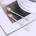 Fashionable silver zircon hair clips with wavy metal design for elegant hair styling - Wave Inlaid Zirconia Style (B5215) / Silver