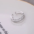 Eleganter silberner Doppelring mit Markise- und runden Zirkonia-Einlagen für Damen - Einstellbar Offen / Silber