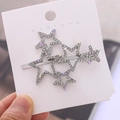 Barrette étoile argentée élégante avec strass, design multi-étoiles pour coiffure féminine - Plusieurs Étoiles Argent (B1333)