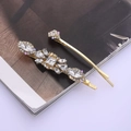 Elegant gold-plated rhinestone hair clip set featuring marquise and square crystals - Set of (C2116-C2115)