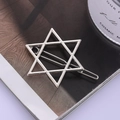 Polierte silberne sechseckige Haarspange mit minimalistischem hohlem Metalldesign - Silber