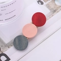 Minimalist wooden heart hair clip featuring matte red, pink, and navy blue circular patterns - Three Circles Red