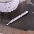 Fermaglio per capelli minimalista in zirconia argento con cristalli rettangolari da donna - Stile Argento (G9207) / Argento