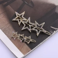 Set de barrettes dorées en forme d'étoile avec strass blancs et design étincelant - Ensemble (C4324C4323) / Doré