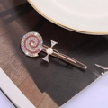 Elegante fermaglio per capelli a lecca-lecca con strass rosa e perla - Rosa (C6312)