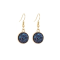 Orecchini a goccia in cristallo druzy blu e viola con ganci in metallo dorato eleganti - Blu Scuro (E5126)