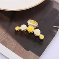 Elegant gold metal hair claw clip with yellow and cream marble finish oil-dripping accents - Yellow (C5506)